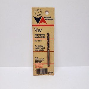 Vintage Vermont American 3/16" HSS Drill Bit #10912 New Old Stock USA Made